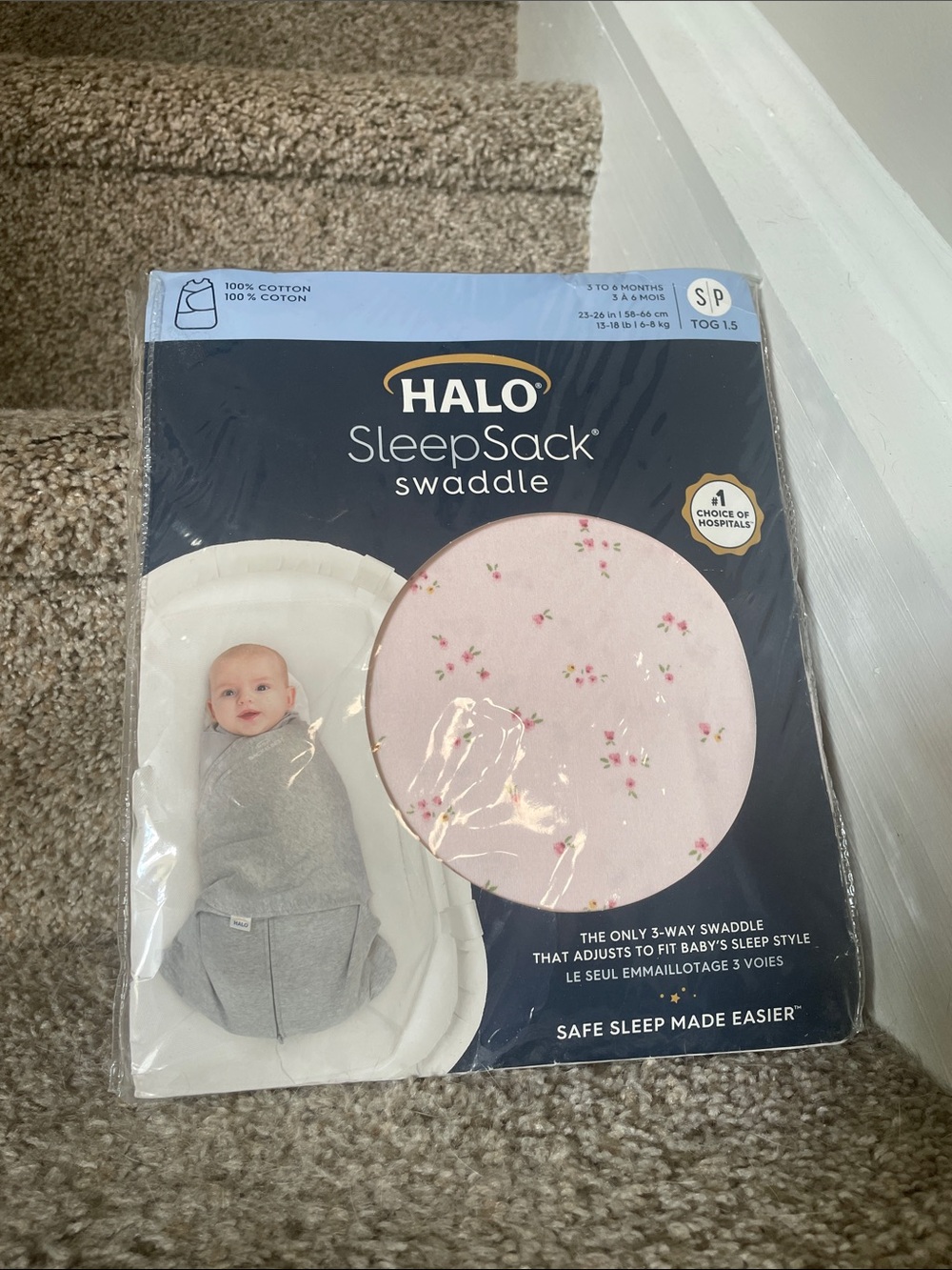 Halo SleepSack Swaddle - Light Pink with Small Floral Print
